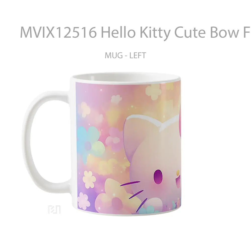 Mug Hello Kitty Cute Bow Floral Background Koleksi Mug Limited Edition - All-side / Desain