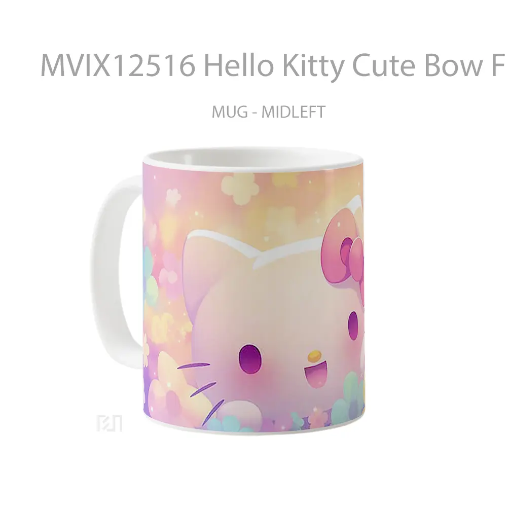 Mug Hello Kitty Cute Bow Floral Background Koleksi Mug Limited Edition - All-side / Desain