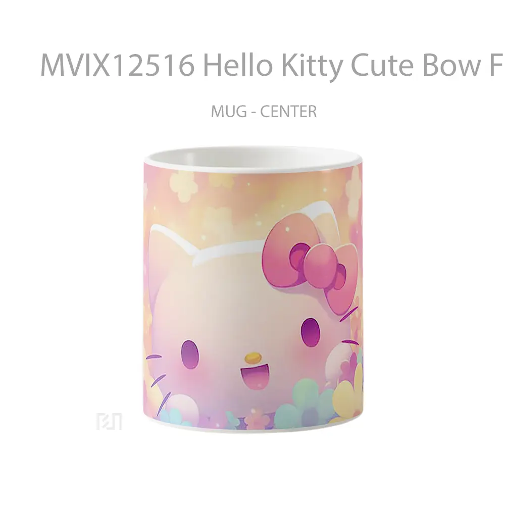 Mug Hello Kitty Cute Bow Floral Background Koleksi Mug Limited Edition