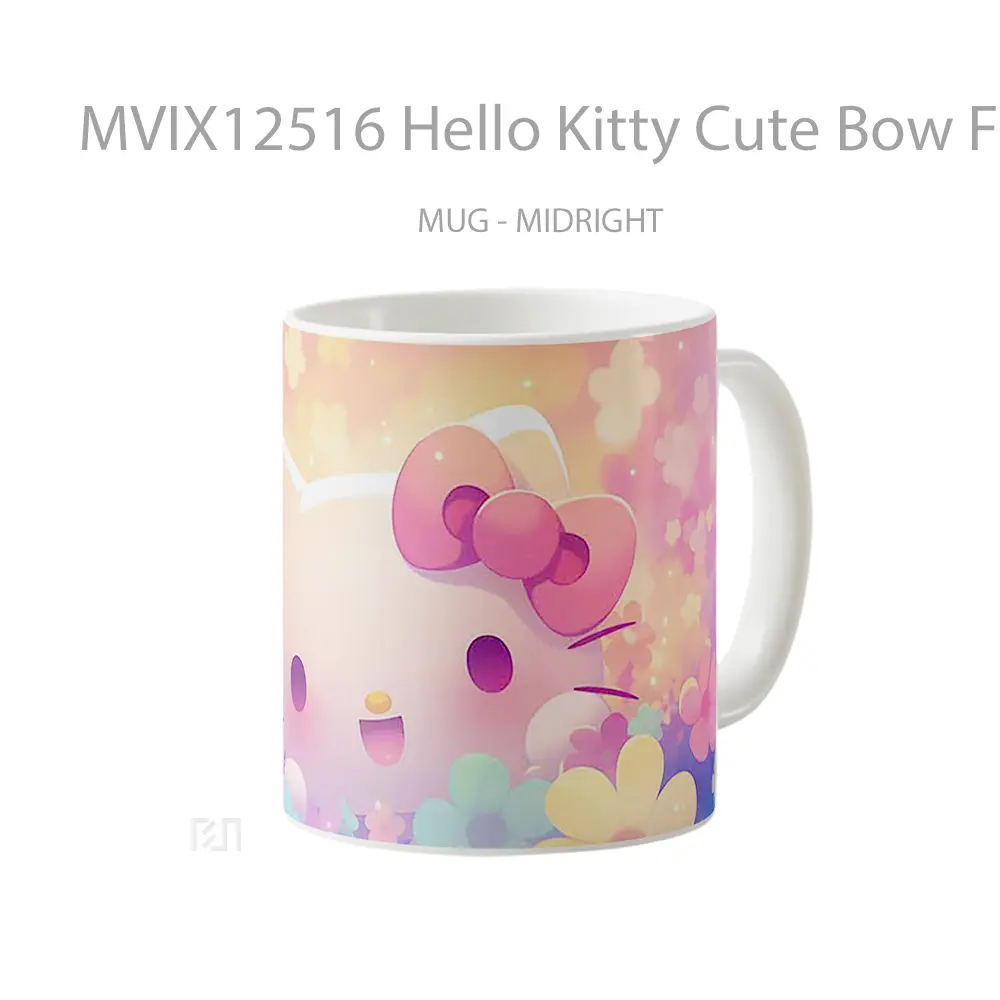 Mug Hello Kitty Cute Bow Floral Background Koleksi Mug Limited Edition - All-side / Desain