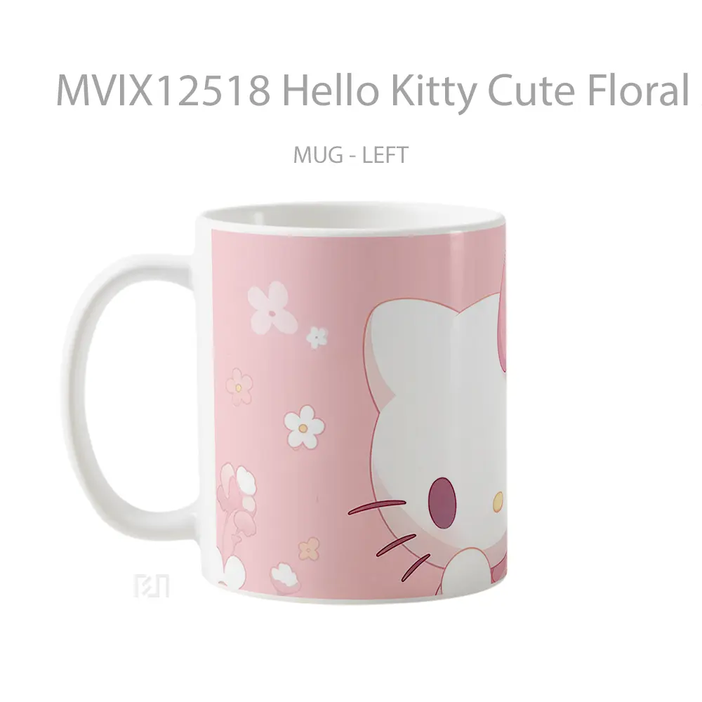 Mug Hello Kitty Cute Floral Aesthetic Mug Aesthetic Koleksi Spesial - All-side / Desain