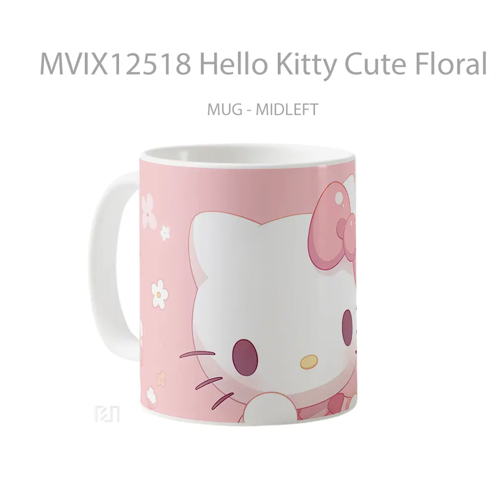 Mug Hello Kitty Cute Floral Aesthetic Mug Aesthetic Koleksi Spesial - All-side / Desain