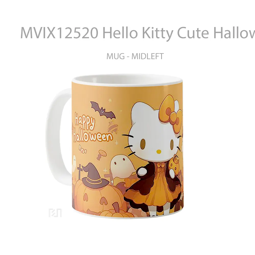 Mug Hello Kitty Cute Halloween Pumpkins Hadiah Lucu dan Menarik - All-side / Desain