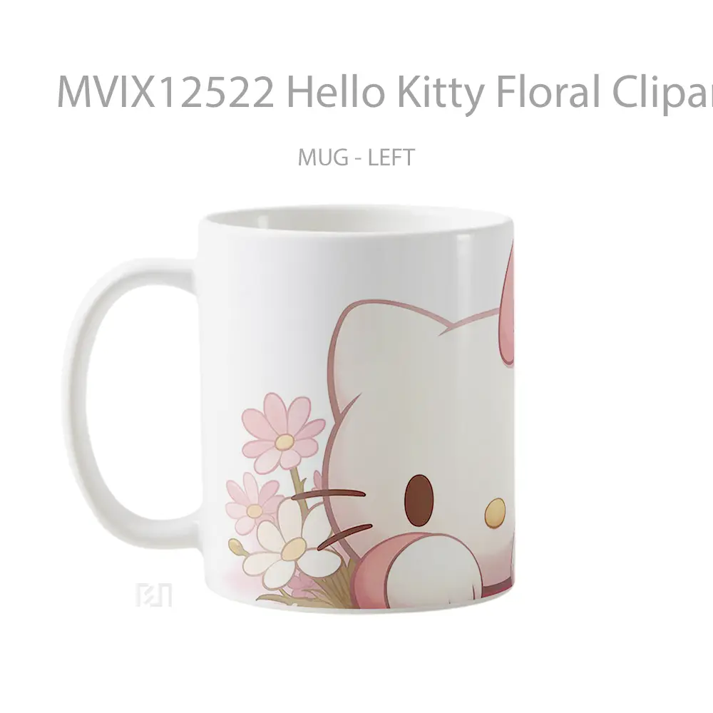 Mug Hello Kitty Floral Clipart Pc Mug Aesthetic Koleksi Spesial - All-side / Desain