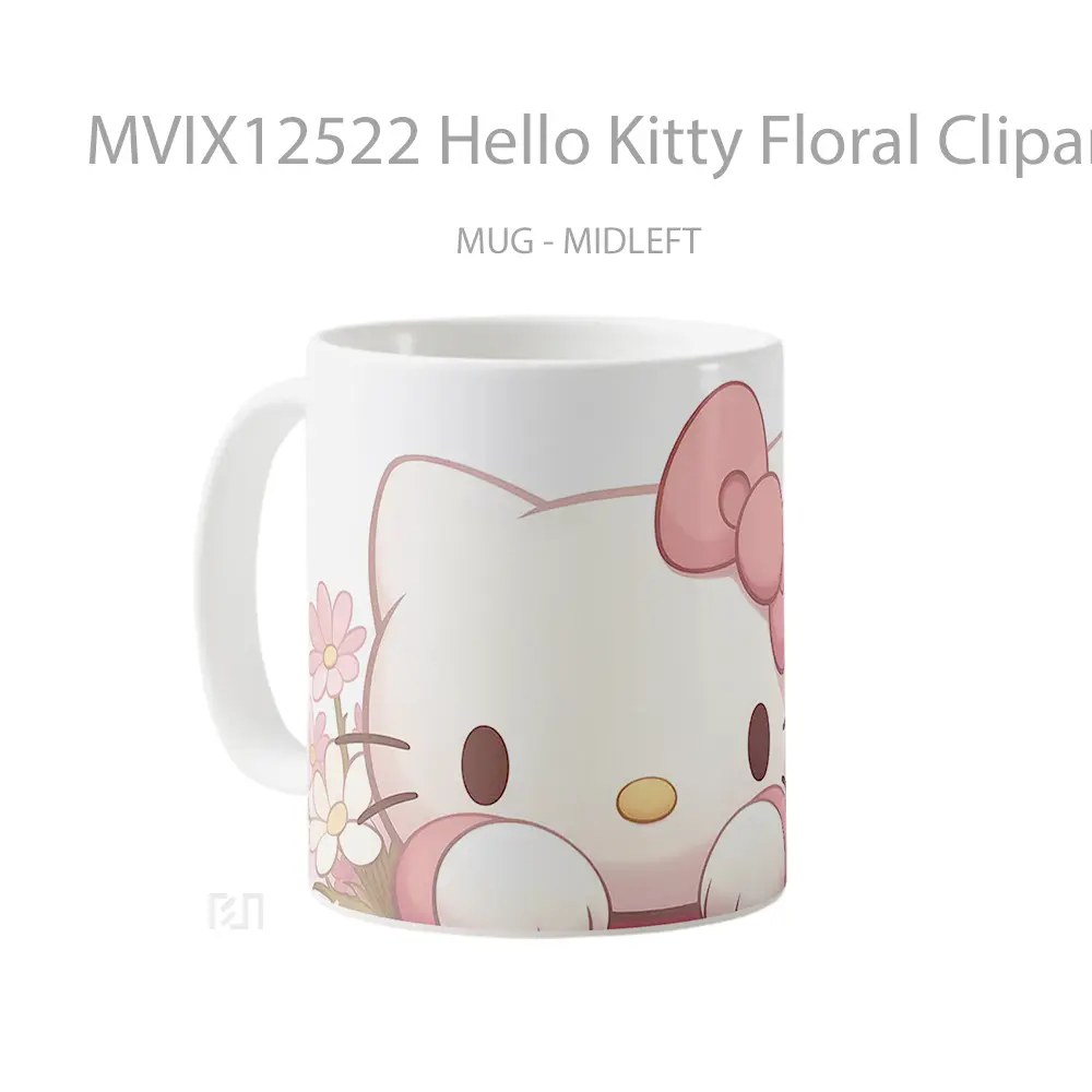 Mug Hello Kitty Floral Clipart Pc Mug Aesthetic Koleksi Spesial - All-side / Desain