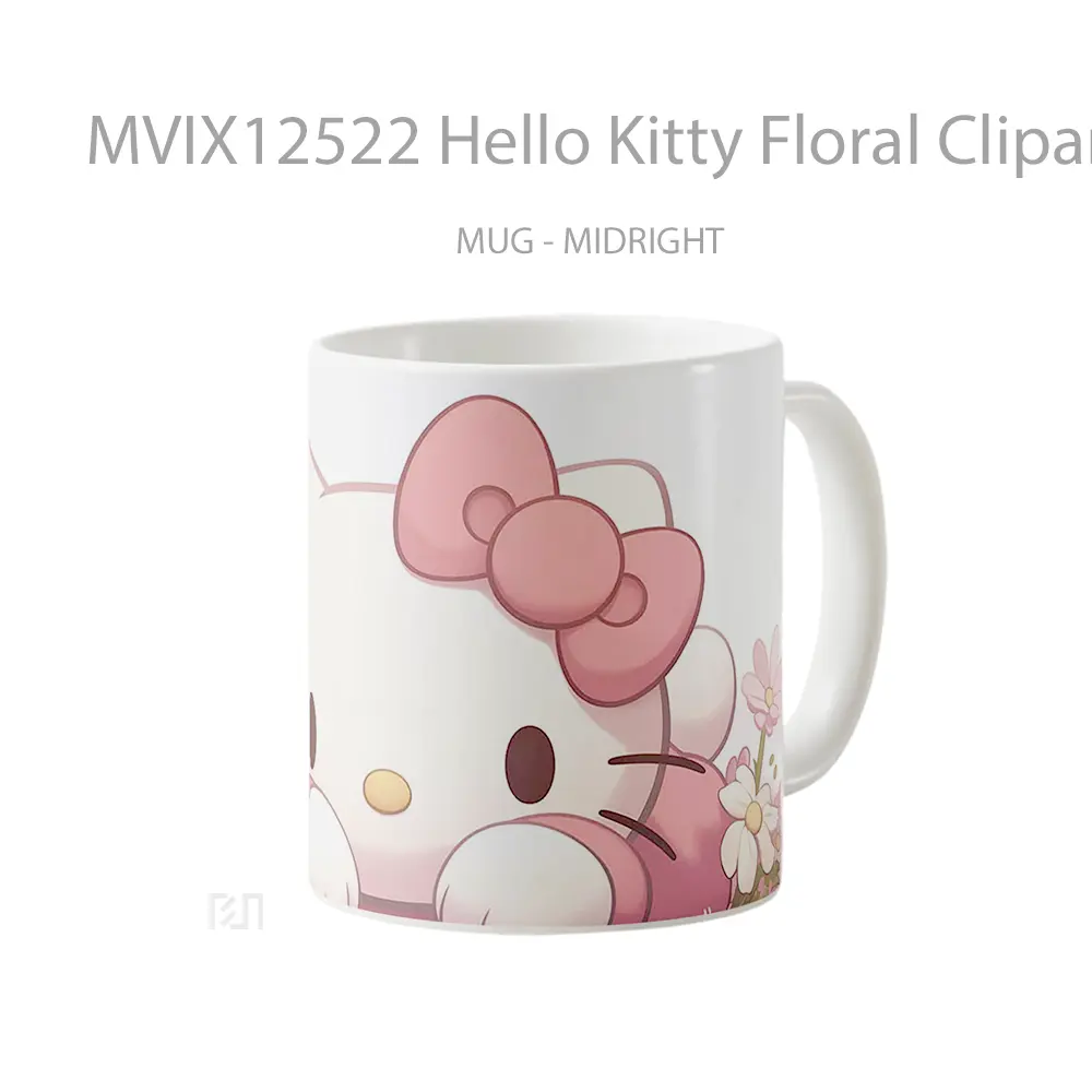 Mug Hello Kitty Floral Clipart Pc Mug Aesthetic Koleksi Spesial - All-side / Desain