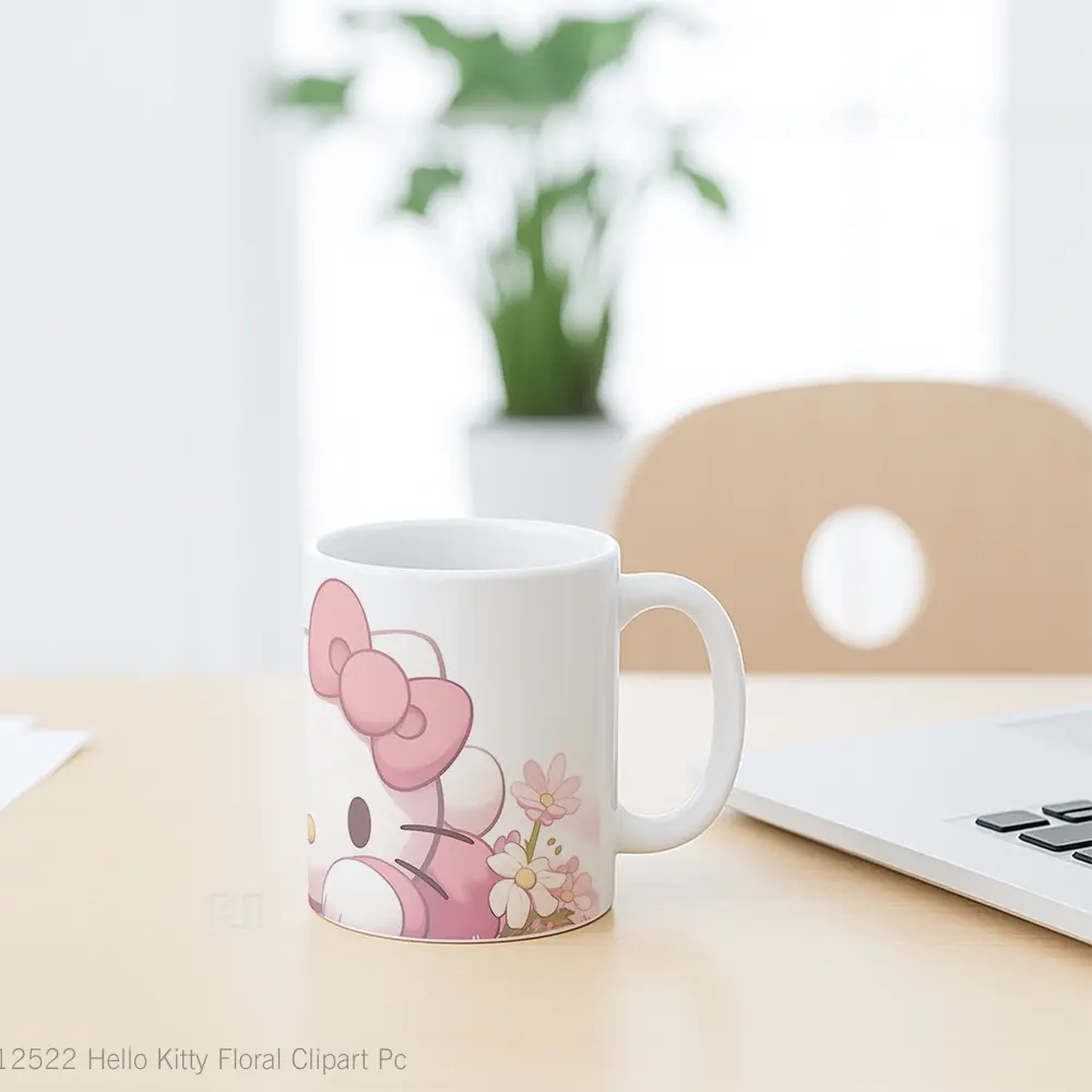 Mug Hello Kitty Floral Clipart Pc Mug Aesthetic Koleksi Spesial - All-side / Desain