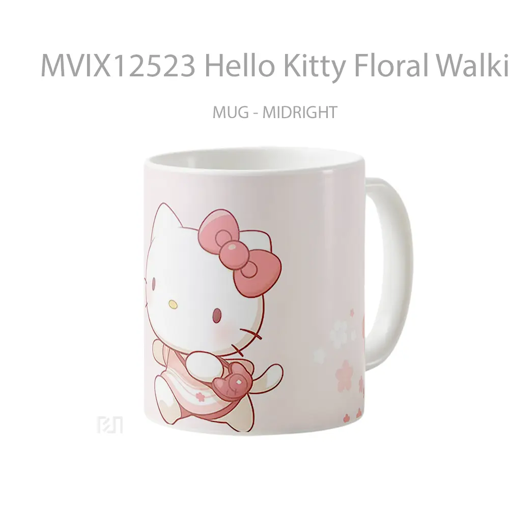 Mug Hello Kitty Floral Walking Hadiah Lucu dan Menarik - All-side / Desain