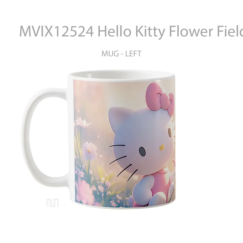 Mug Hello Kitty Flower Field Cute Koleksi Mug Limited Edition - All-side / Desain
