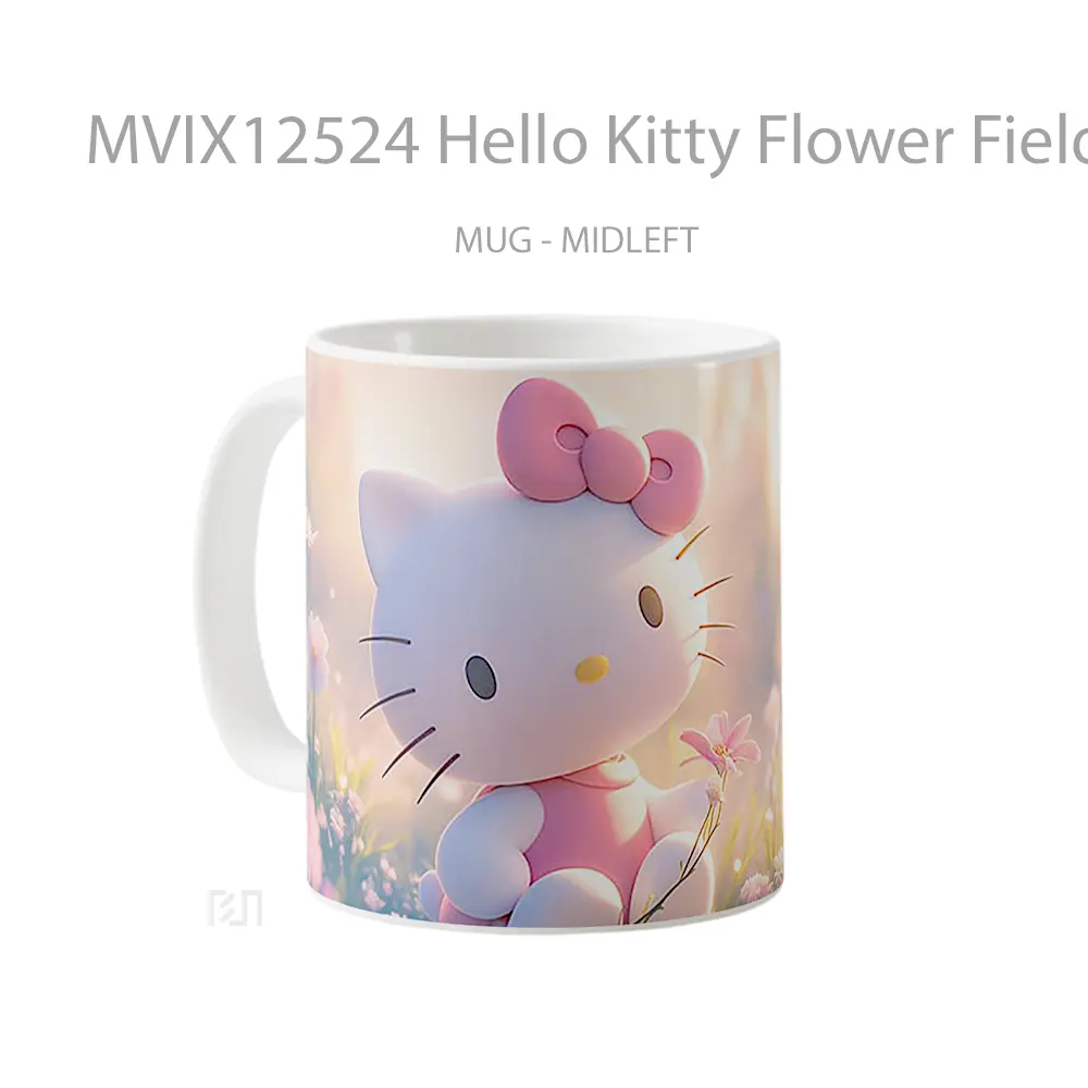 Mug Hello Kitty Flower Field Cute Koleksi Mug Limited Edition - All-side / Desain