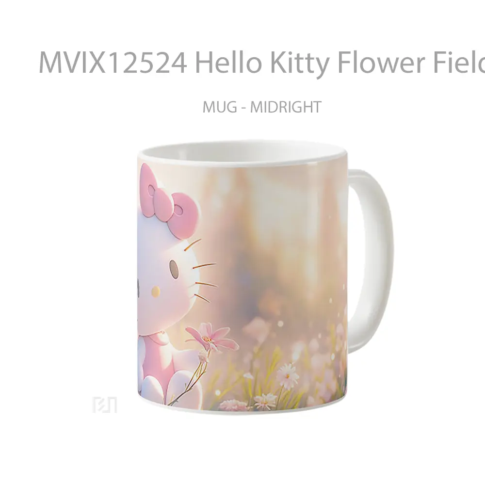 Mug Hello Kitty Flower Field Cute Koleksi Mug Limited Edition - All-side / Desain