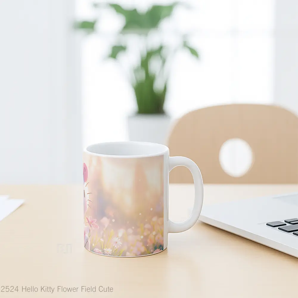 Mug Hello Kitty Flower Field Cute Koleksi Mug Limited Edition - All-side / Desain