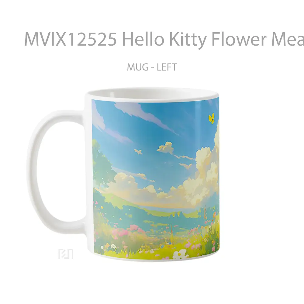 Mug Hello Kitty Flower Meadow Gelas Keramik Desain Unik - All-side / Desain