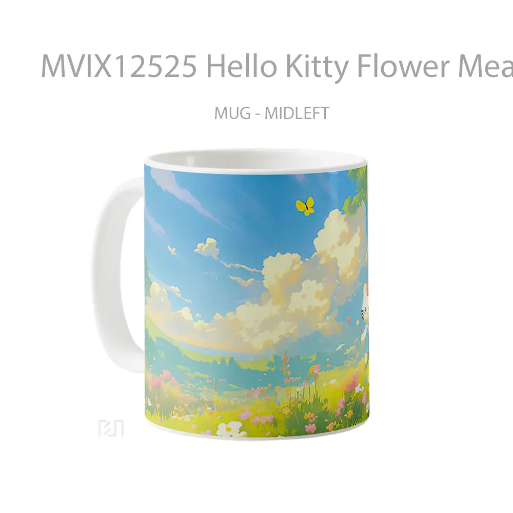 Mug Hello Kitty Flower Meadow Gelas Keramik Desain Unik - All-side / Desain