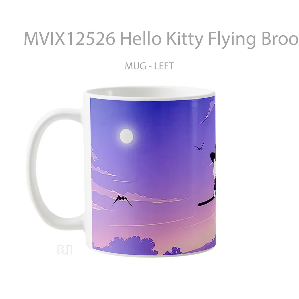 Mug Hello Kitty Flying Broomstick Halloween Gelas Keramik Desain Unik - All-side / Desain