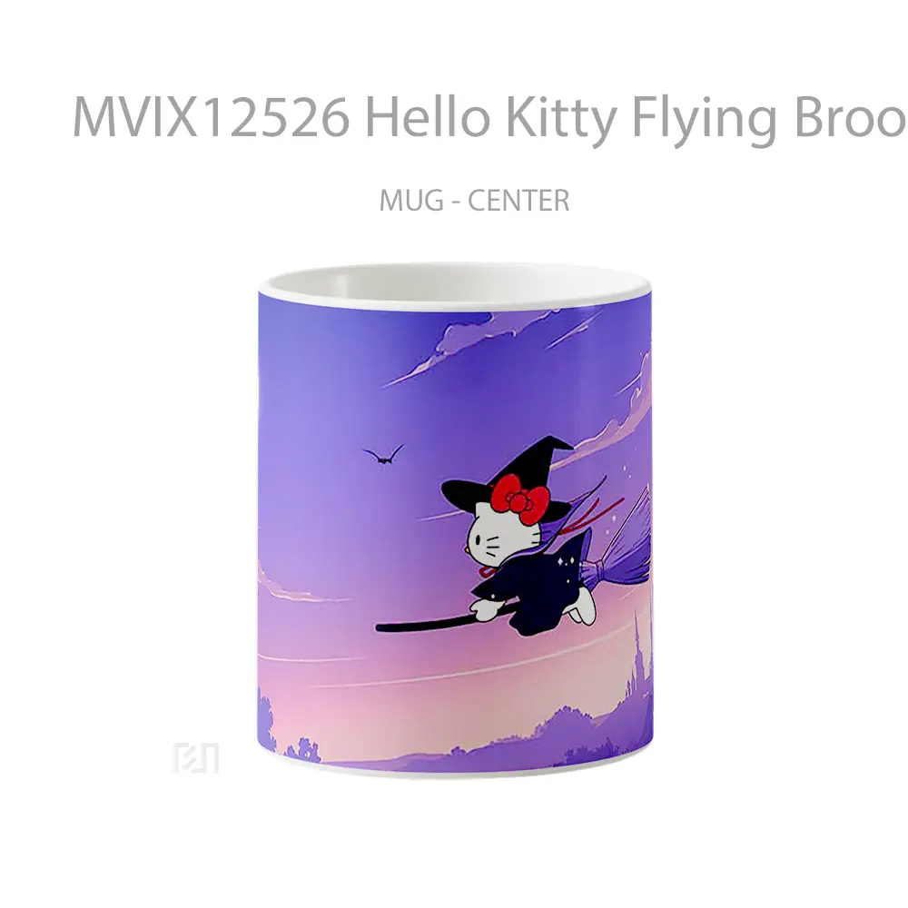 Mug Hello Kitty Flying Broomstick Halloween Gelas Keramik Desain Unik