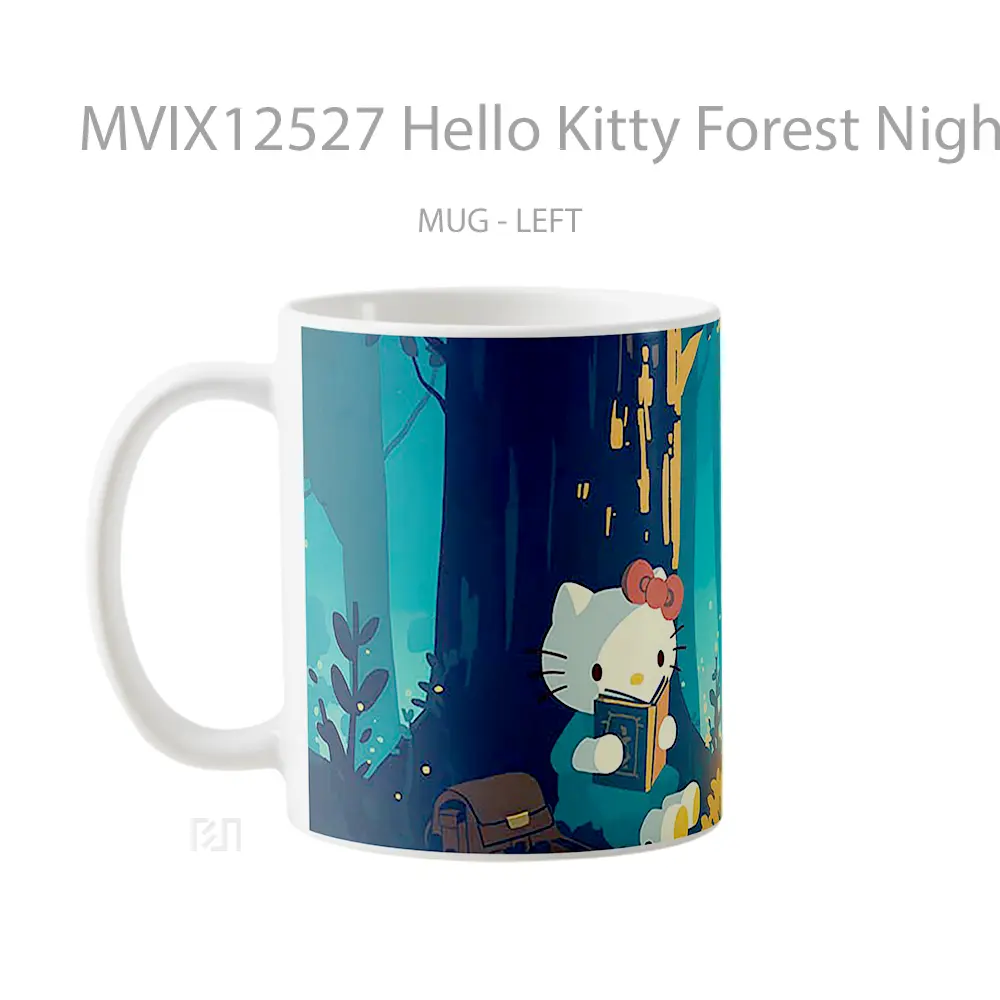 Mug Hello Kitty Forest Night Gelas Keramik Desain Unik - All-side / Desain