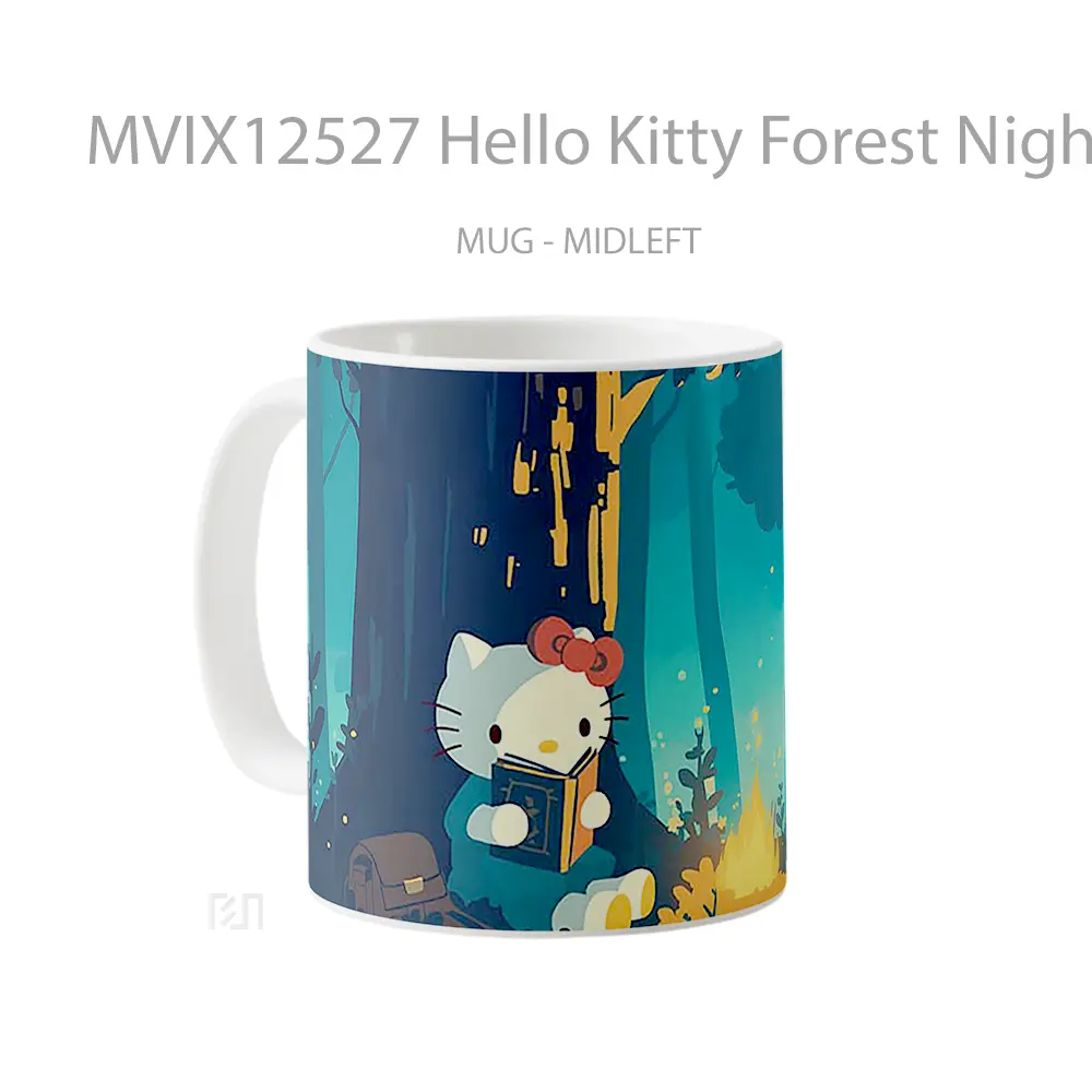 Mug Hello Kitty Forest Night Gelas Keramik Desain Unik - All-side / Desain