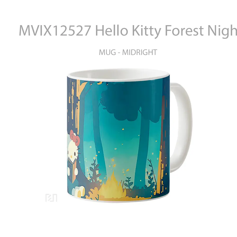 Mug Hello Kitty Forest Night Gelas Keramik Desain Unik - All-side / Desain