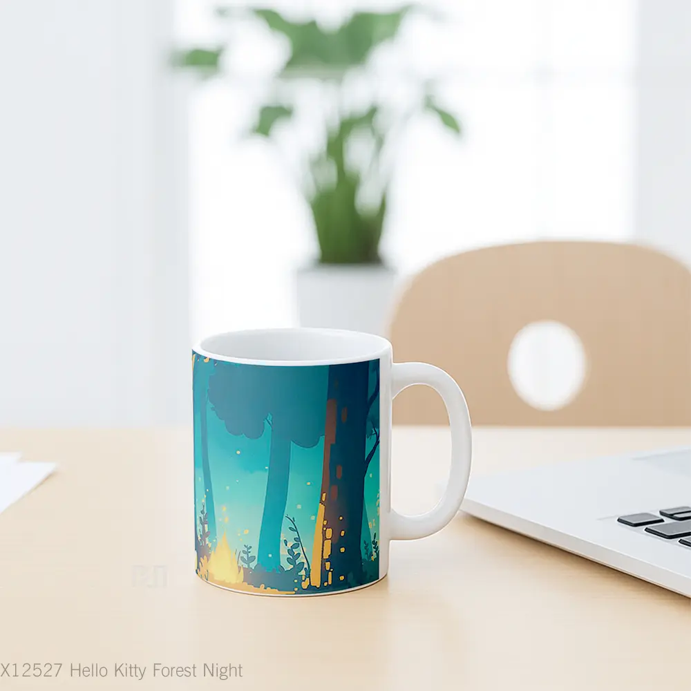 Mug Hello Kitty Forest Night Gelas Keramik Desain Unik - All-side / Desain