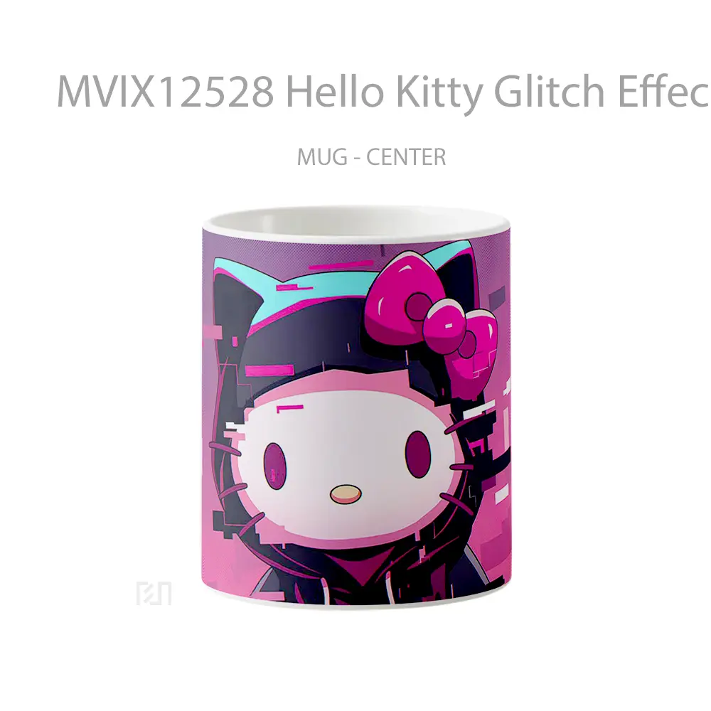 Mug Hello Kitty Glitch Effect Vaporwave Koleksi Mug Limited Edition
