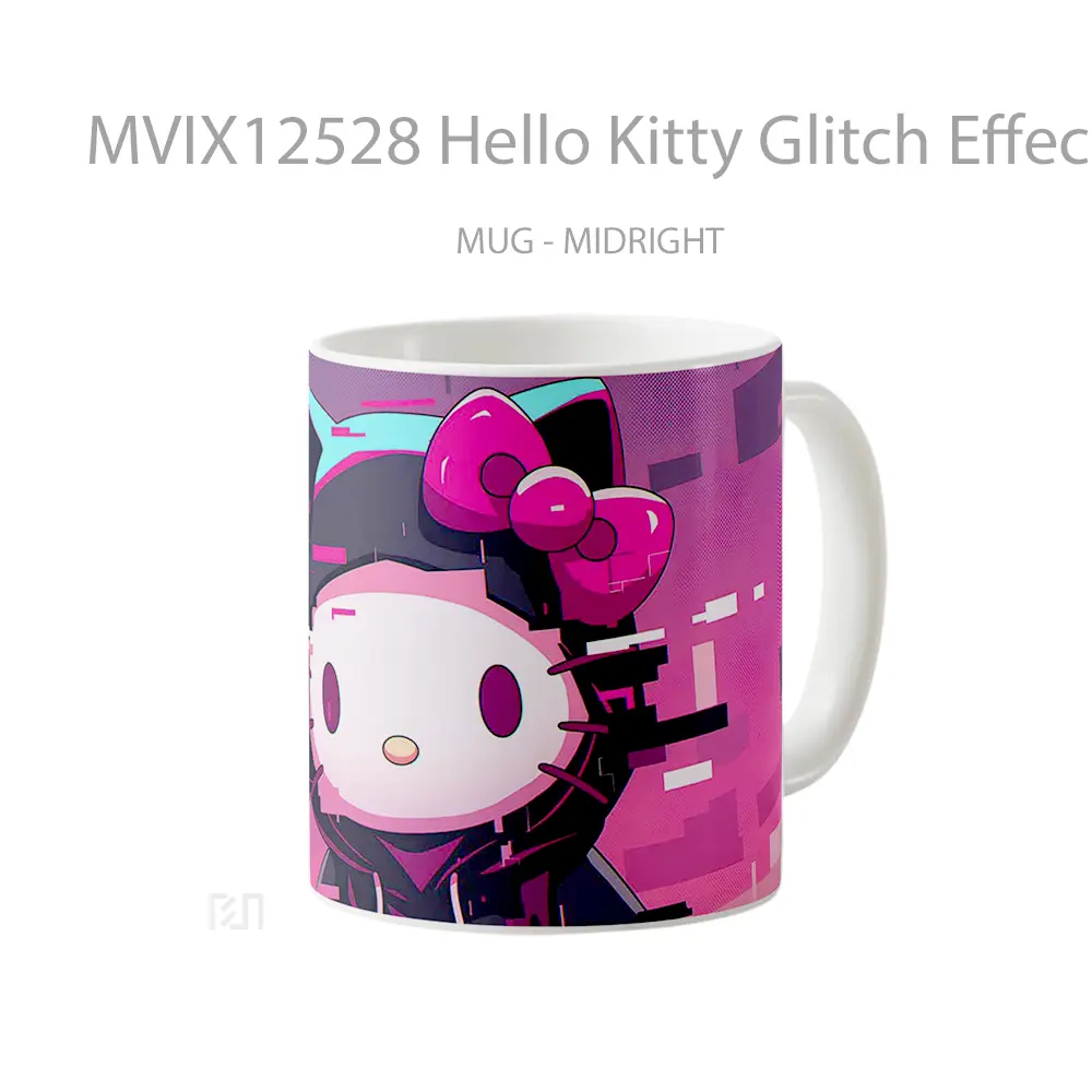 Mug Hello Kitty Glitch Effect Vaporwave Koleksi Mug Limited Edition - All-side / Desain