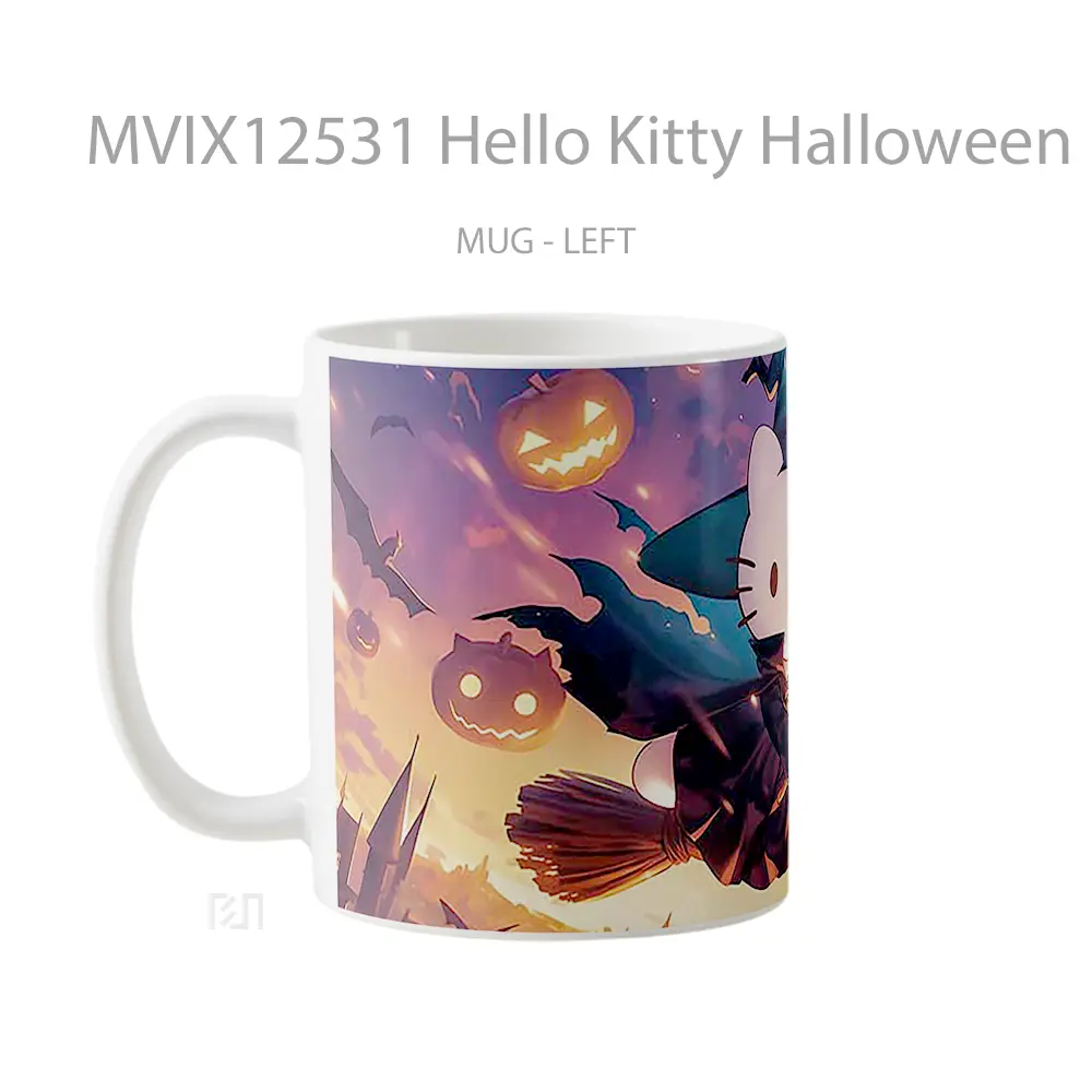 Mug Hello Kitty Halloween Flying Witch Mug Aesthetic Koleksi Spesial - All-side / Desain