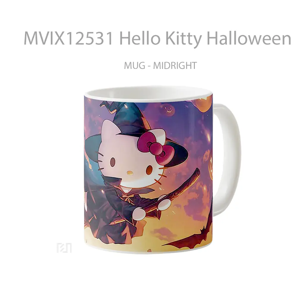 Mug Hello Kitty Halloween Flying Witch Mug Aesthetic Koleksi Spesial - All-side / Desain