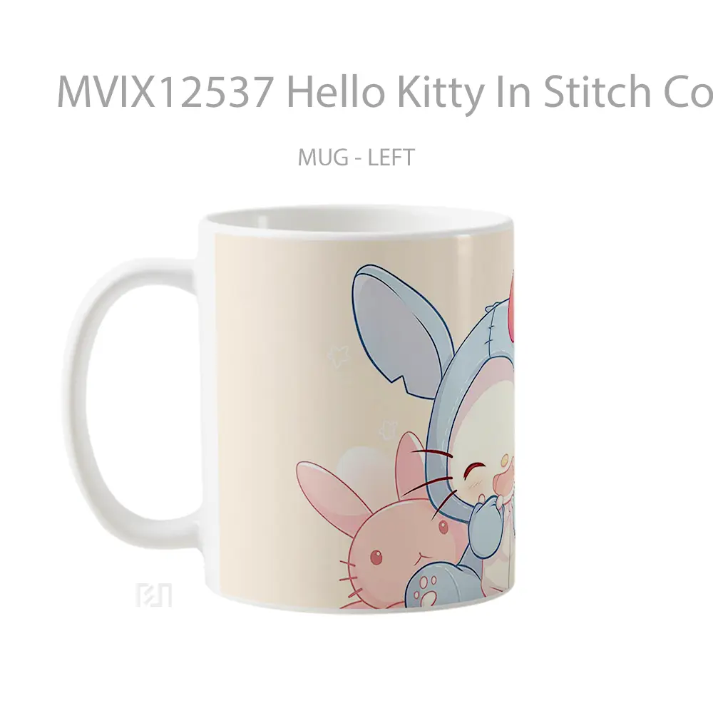 Mug Hello Kitty In Stitch Costume Cute Pastel Mug Aesthetic Koleksi Spesial - All-side / Desain