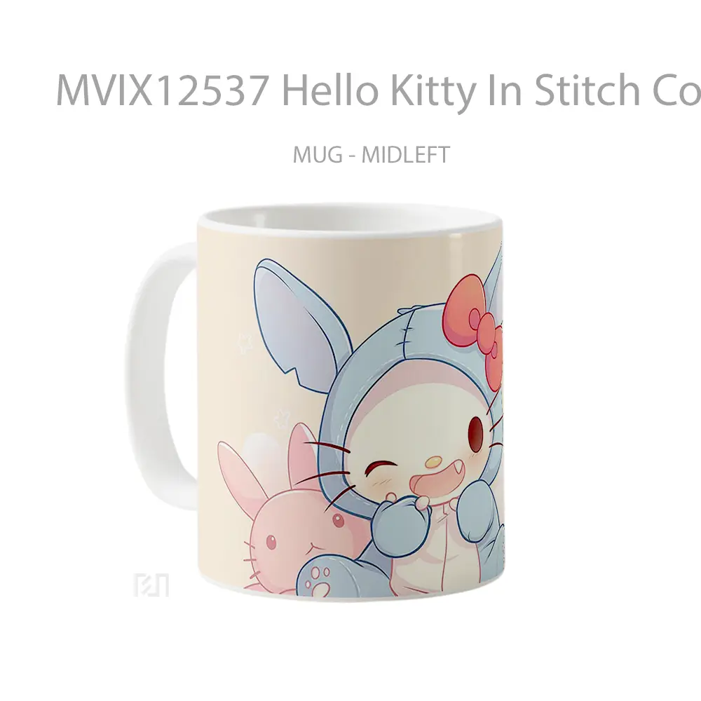 Mug Hello Kitty In Stitch Costume Cute Pastel Mug Aesthetic Koleksi Spesial - All-side / Desain