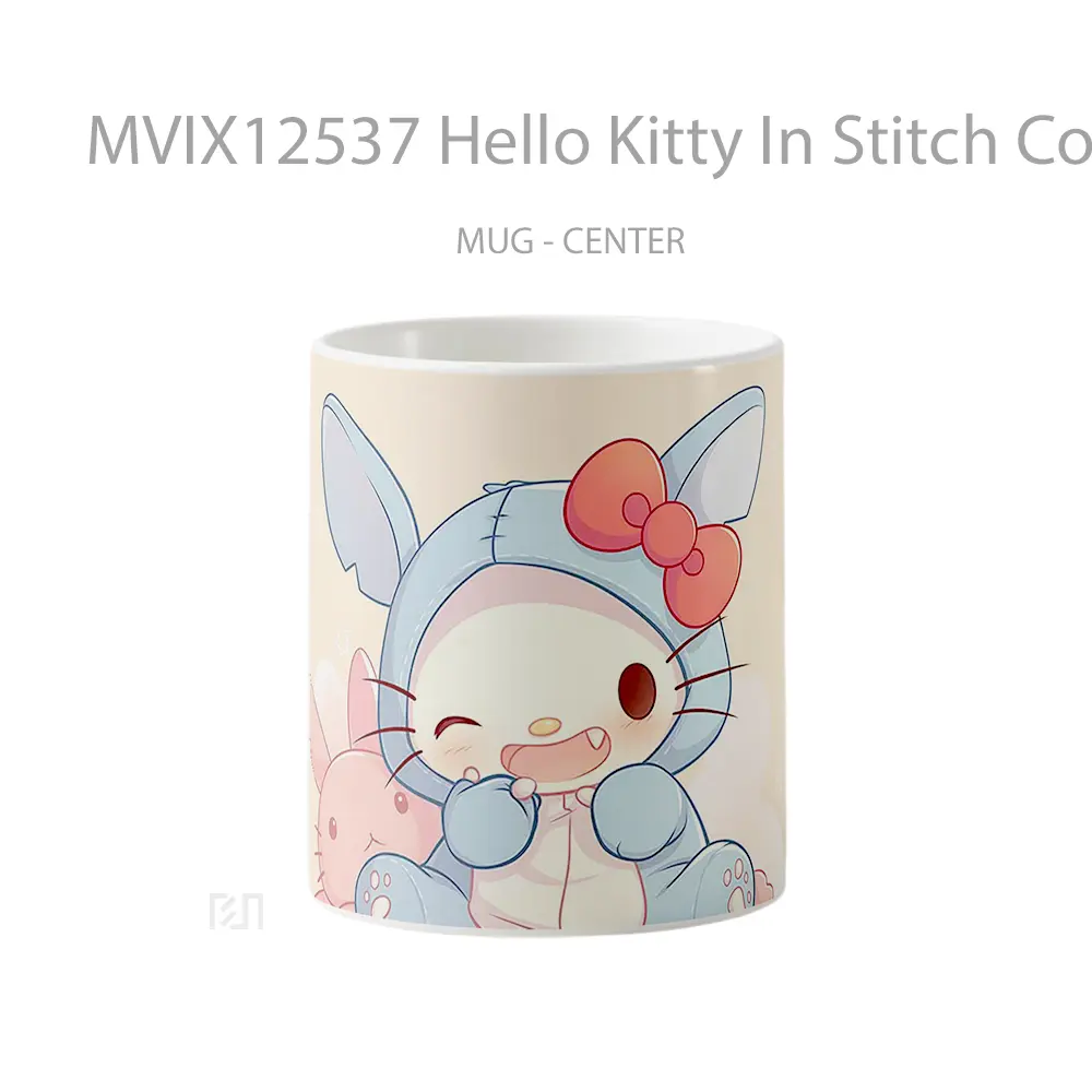 Mug Hello Kitty In Stitch Costume Cute Pastel Mug Aesthetic Koleksi Spesial