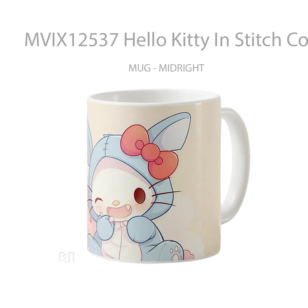 Mug Hello Kitty In Stitch Costume Cute Pastel Mug Aesthetic Koleksi Spesial - All-side / Desain