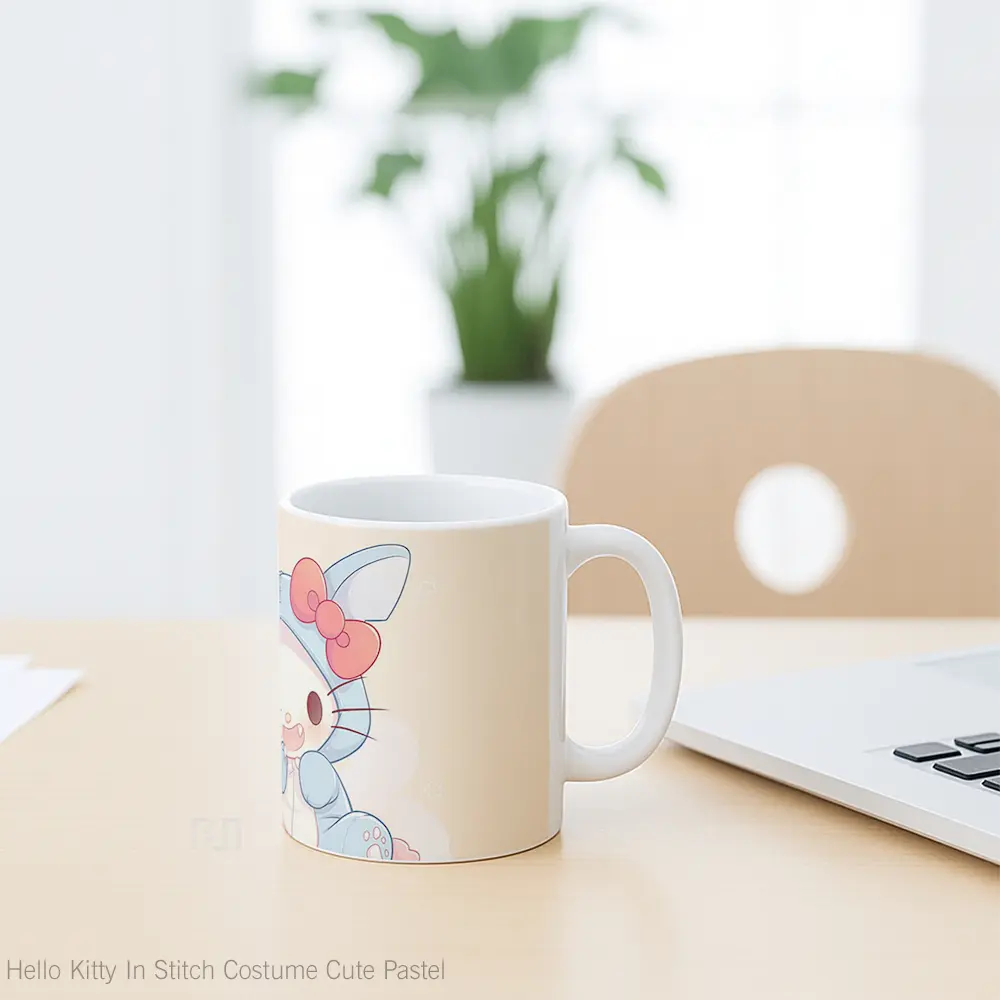 Mug Hello Kitty In Stitch Costume Cute Pastel Mug Aesthetic Koleksi Spesial - All-side / Desain