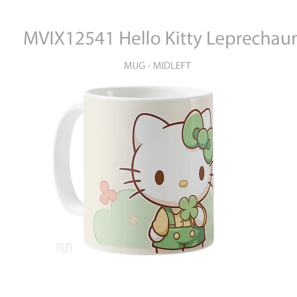 Mug Hello Kitty Leprechaun Green Bow St Patricks Day Koleksi Mug Limited Edition - All-side / Desain