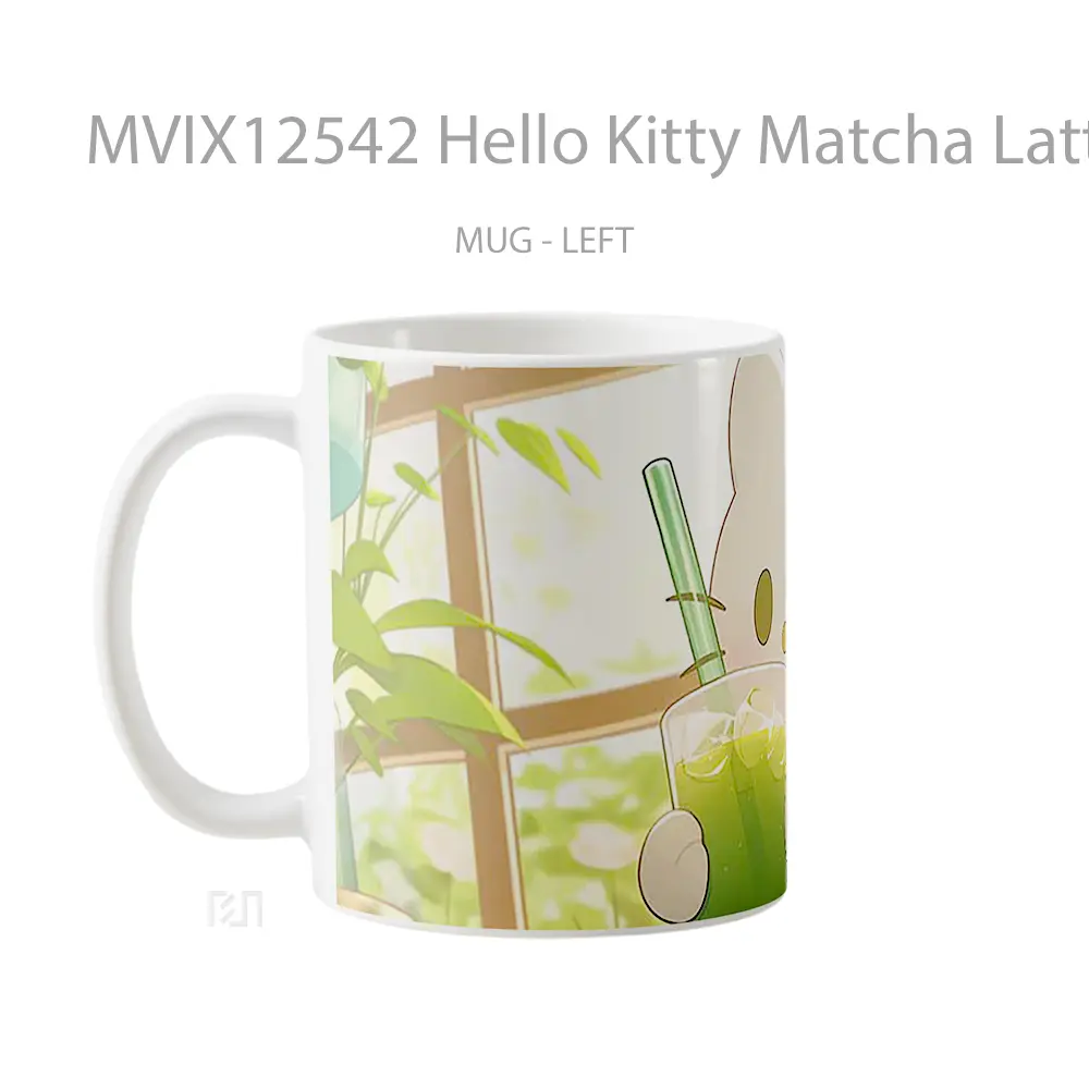 Mug Hello Kitty Matcha Latte Gelas Keramik Desain Unik - All-side / Desain