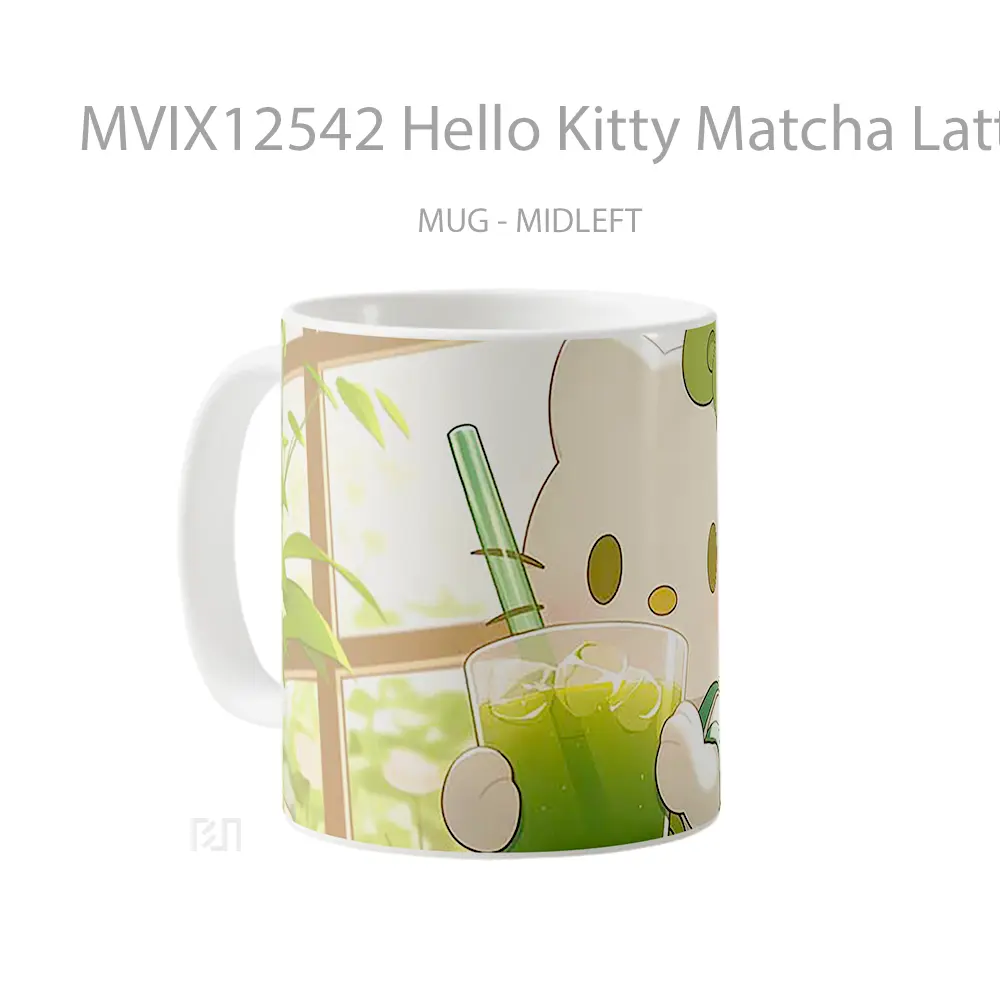 Mug Hello Kitty Matcha Latte Gelas Keramik Desain Unik - All-side / Desain