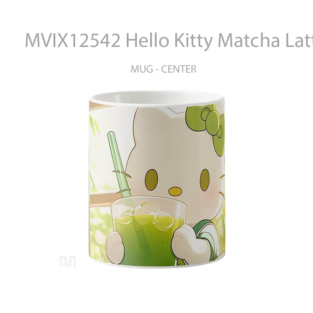 Mug Hello Kitty Matcha Latte Gelas Keramik Desain Unik