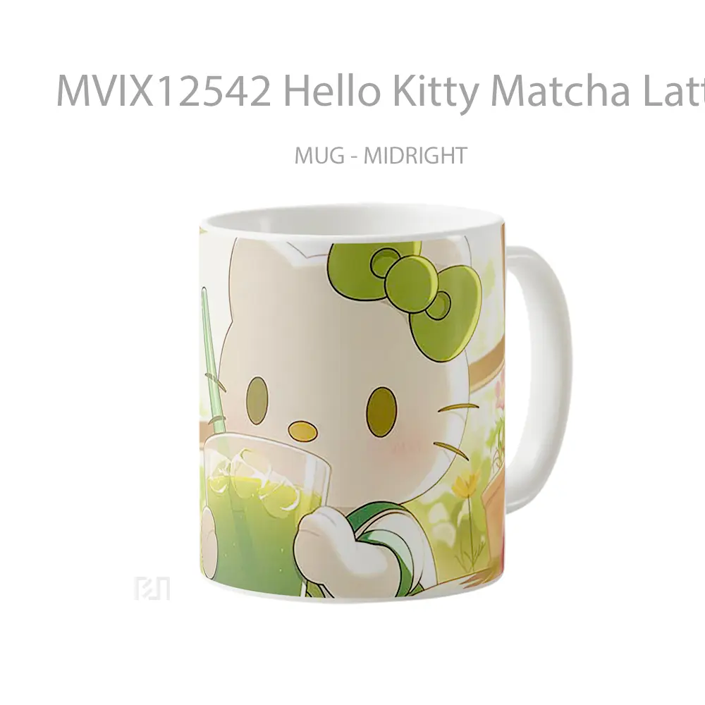 Mug Hello Kitty Matcha Latte Gelas Keramik Desain Unik - All-side / Desain