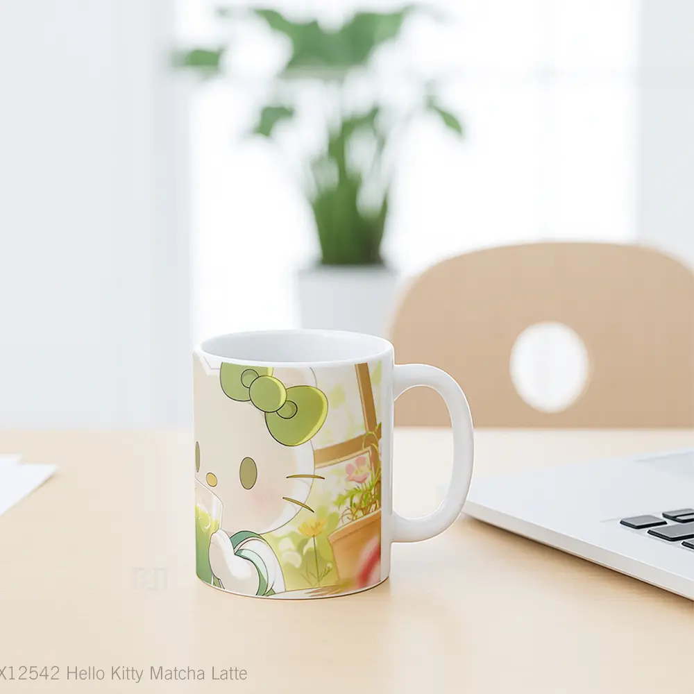 Mug Hello Kitty Matcha Latte Gelas Keramik Desain Unik - All-side / Desain