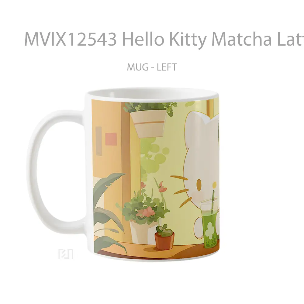 Mug Hello Kitty Matcha Latte St Patricks Day Gelas Keramik Desain Unik - All-side / Desain