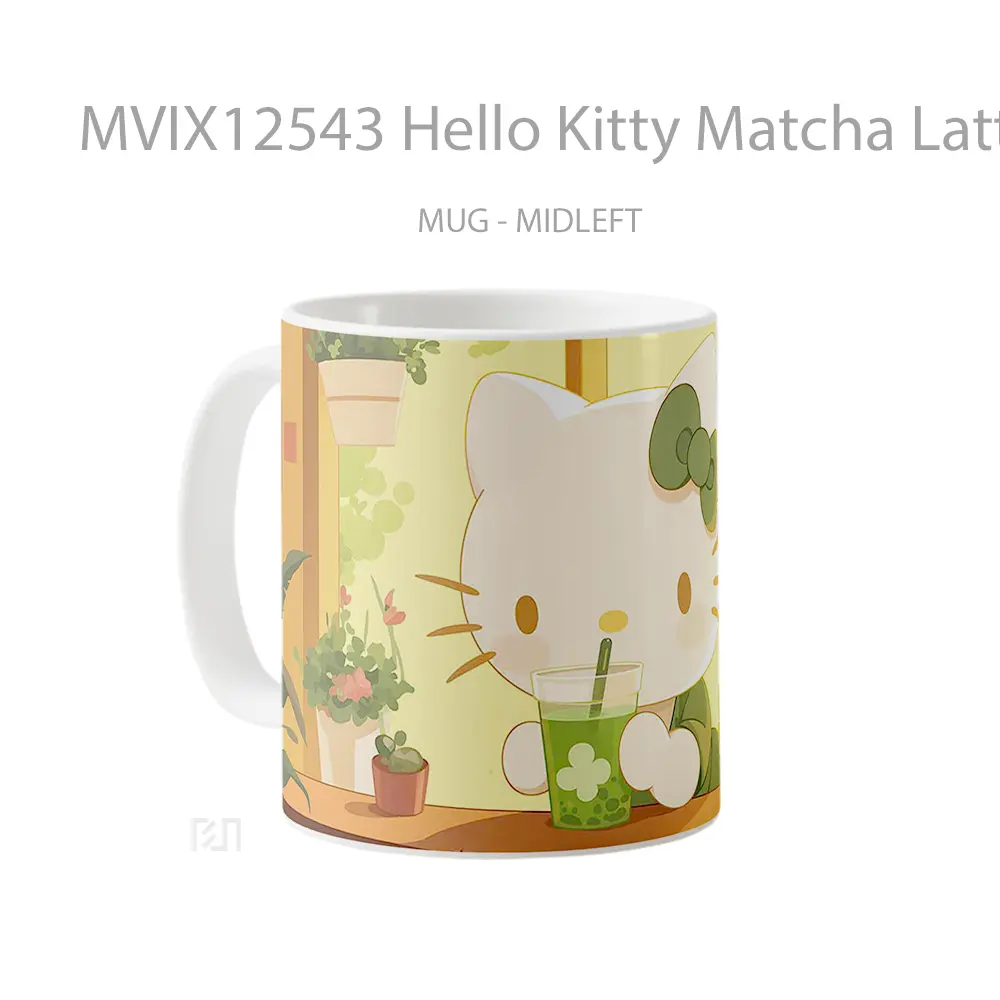 Mug Hello Kitty Matcha Latte St Patricks Day Gelas Keramik Desain Unik - All-side / Desain