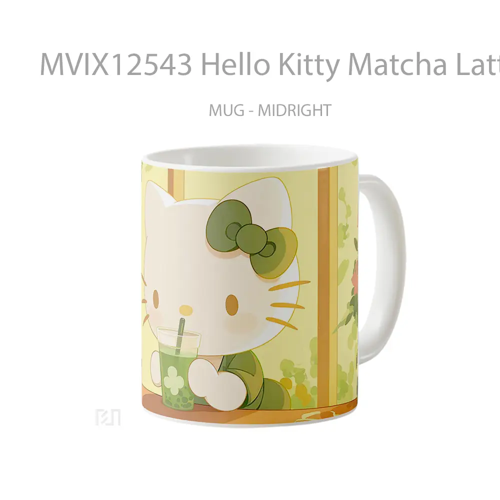 Mug Hello Kitty Matcha Latte St Patricks Day Gelas Keramik Desain Unik - All-side / Desain