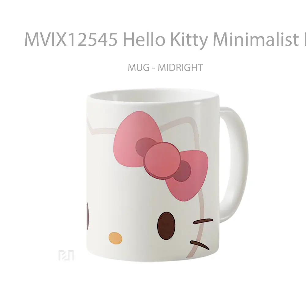 Mug Hello Kitty Minimalist Face Bow Koleksi Mug Limited Edition - All-side / Desain