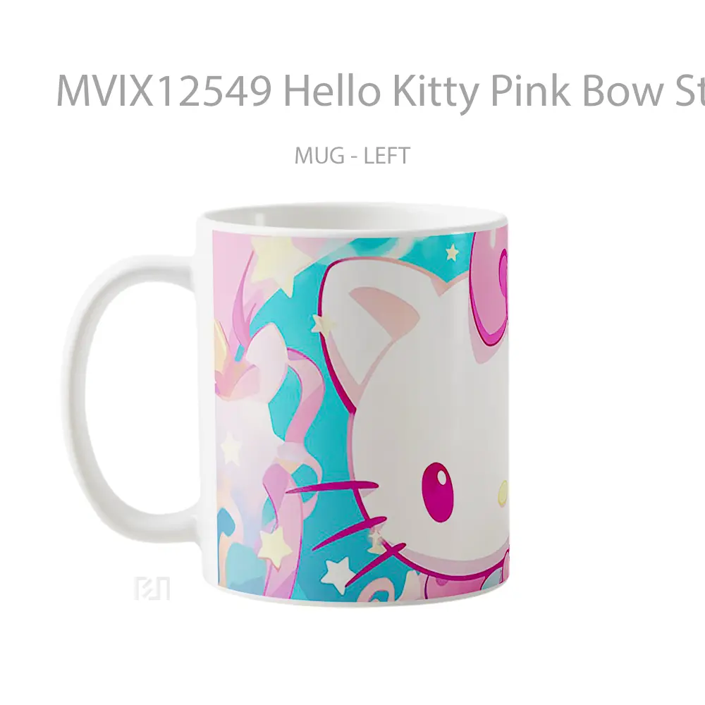 Mug Hello Kitty Pink Bow Stars Sparkles Koleksi Mug Limited Edition - All-side / Desain