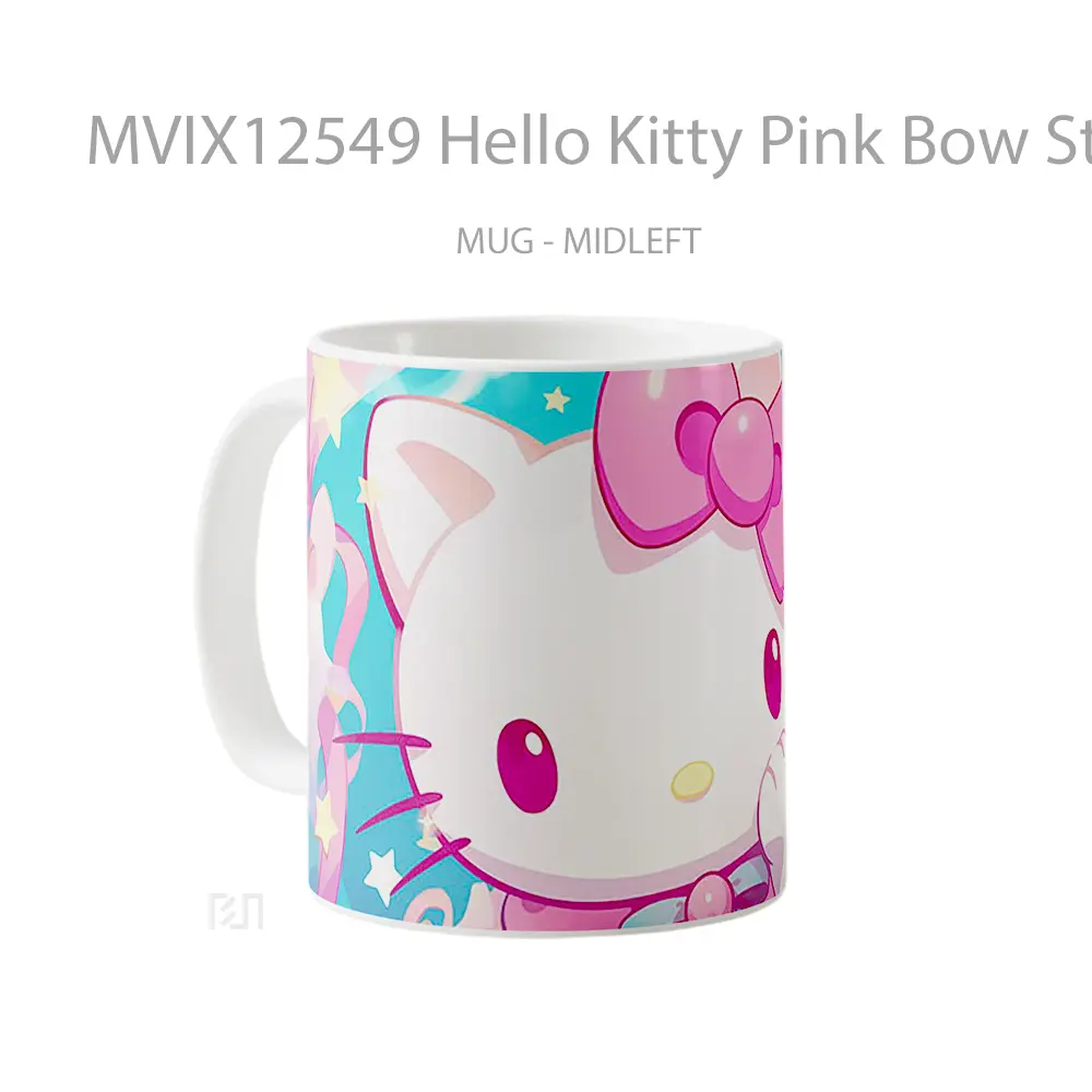 Mug Hello Kitty Pink Bow Stars Sparkles Koleksi Mug Limited Edition - All-side / Desain