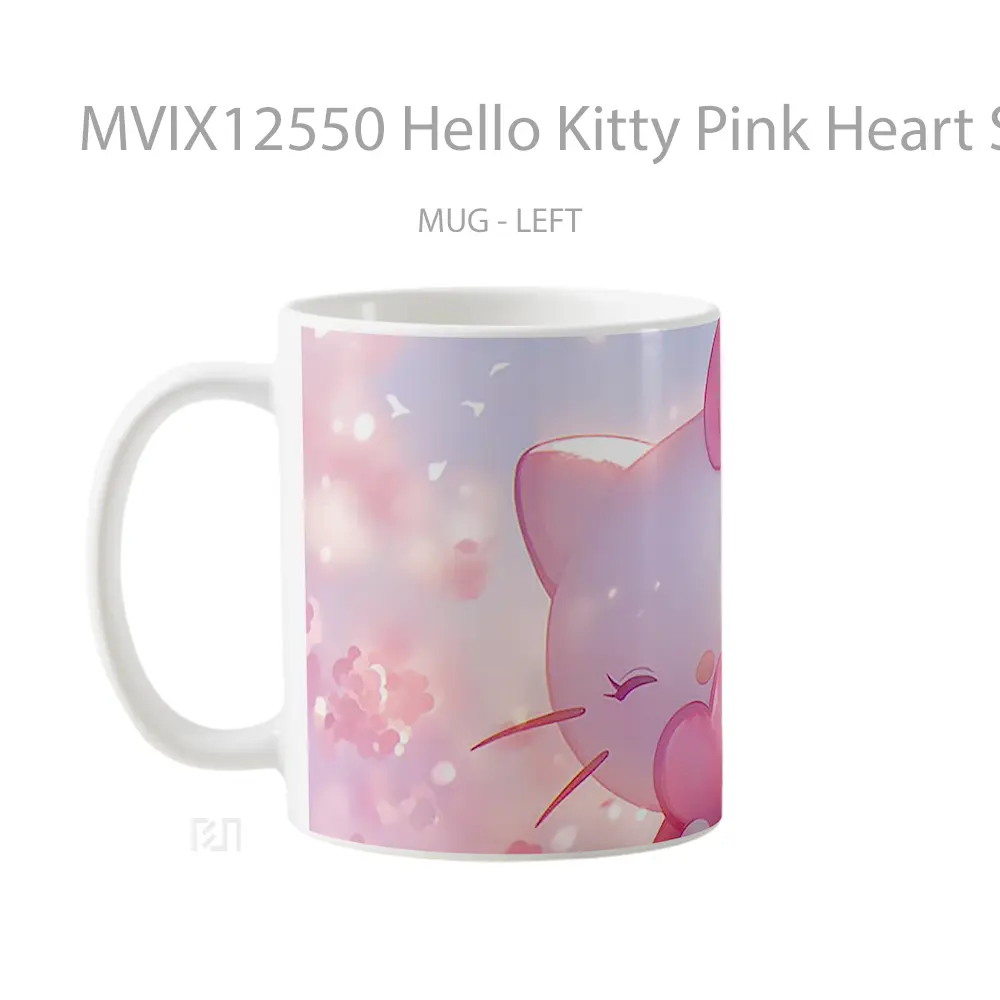 Mug Hello Kitty Pink Heart Sakura Blossom Mug Aesthetic Koleksi Spesial - All-side / Desain