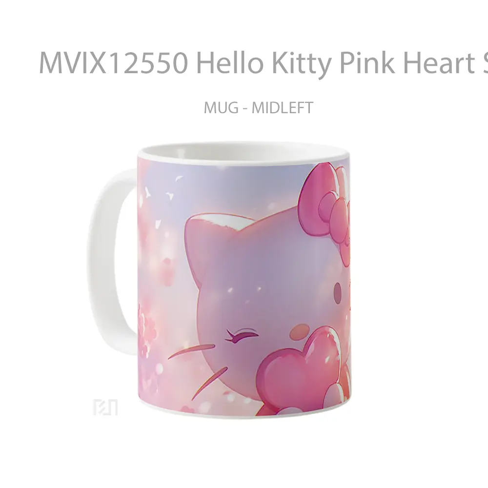 Mug Hello Kitty Pink Heart Sakura Blossom Mug Aesthetic Koleksi Spesial - All-side / Desain