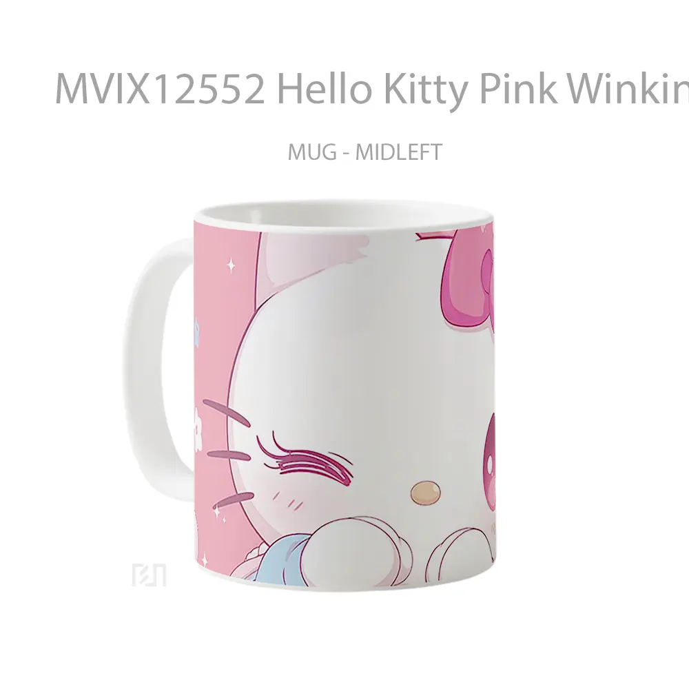 Mug Hello Kitty Pink Winking Hadiah Lucu dan Menarik - All-side / Desain