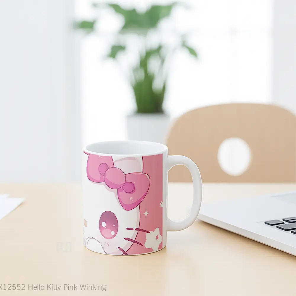 Mug Hello Kitty Pink Winking Hadiah Lucu dan Menarik - All-side / Desain