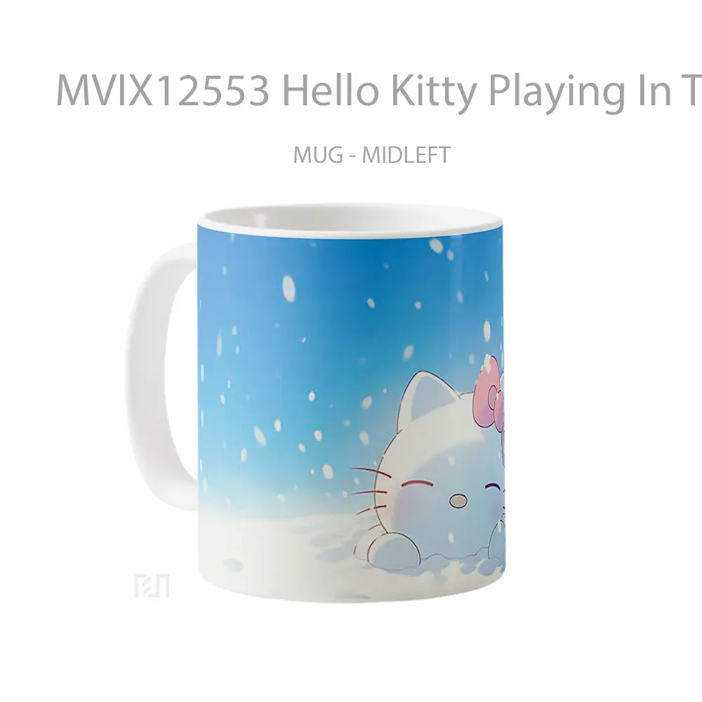 Mug Hello Kitty Playing In The Snow Gelas Keramik Desain Unik - All-side / Desain